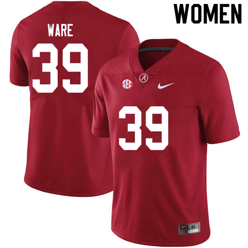 Alabama Crimson Tide Women's Carson Ware #39 Crimson NCAA Nike Authentic Stitched 2020 College Football Jersey MP16Q81FI